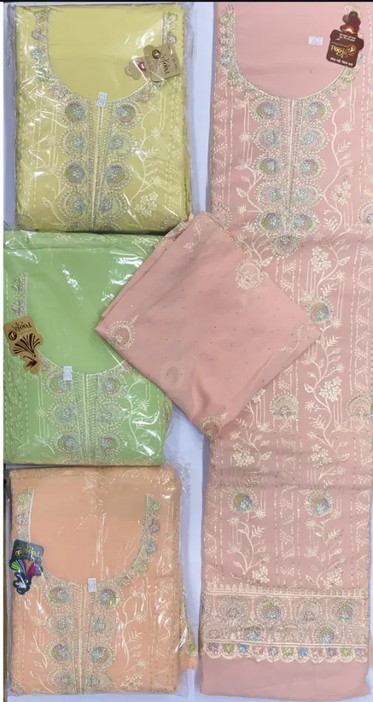 Embroidered Chiffon Suit With Intricate Stone Work (Unstitched)