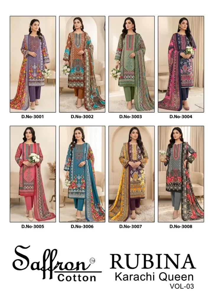 Saffron Cotton Rubina Karachi Queen Collection